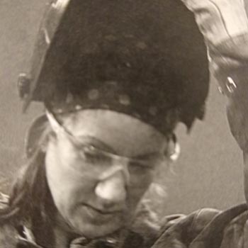 photo of Anne wearing a pipe fitter face shield
