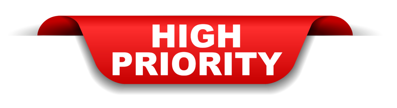 Red tag with the words 'High Priority' in large white font.
